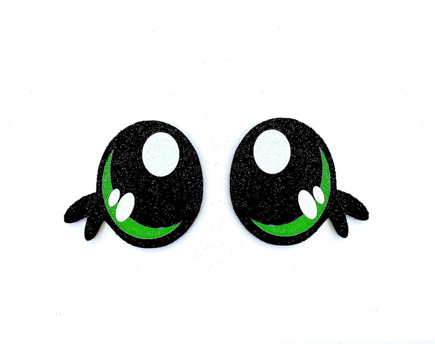 6 Pack of Green Glitter Felt Eyes For Amigurumi