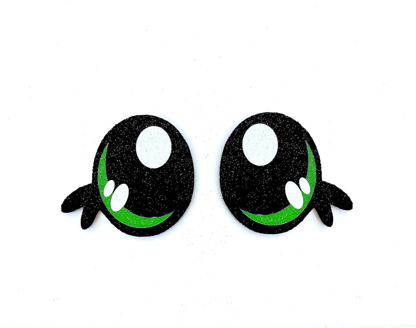 6 Pack of Green Glitter Felt Eyes For Amigurumi