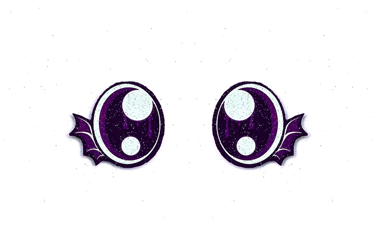 6 Pack of Purple Halloween Bat Glitter Felt Eyes