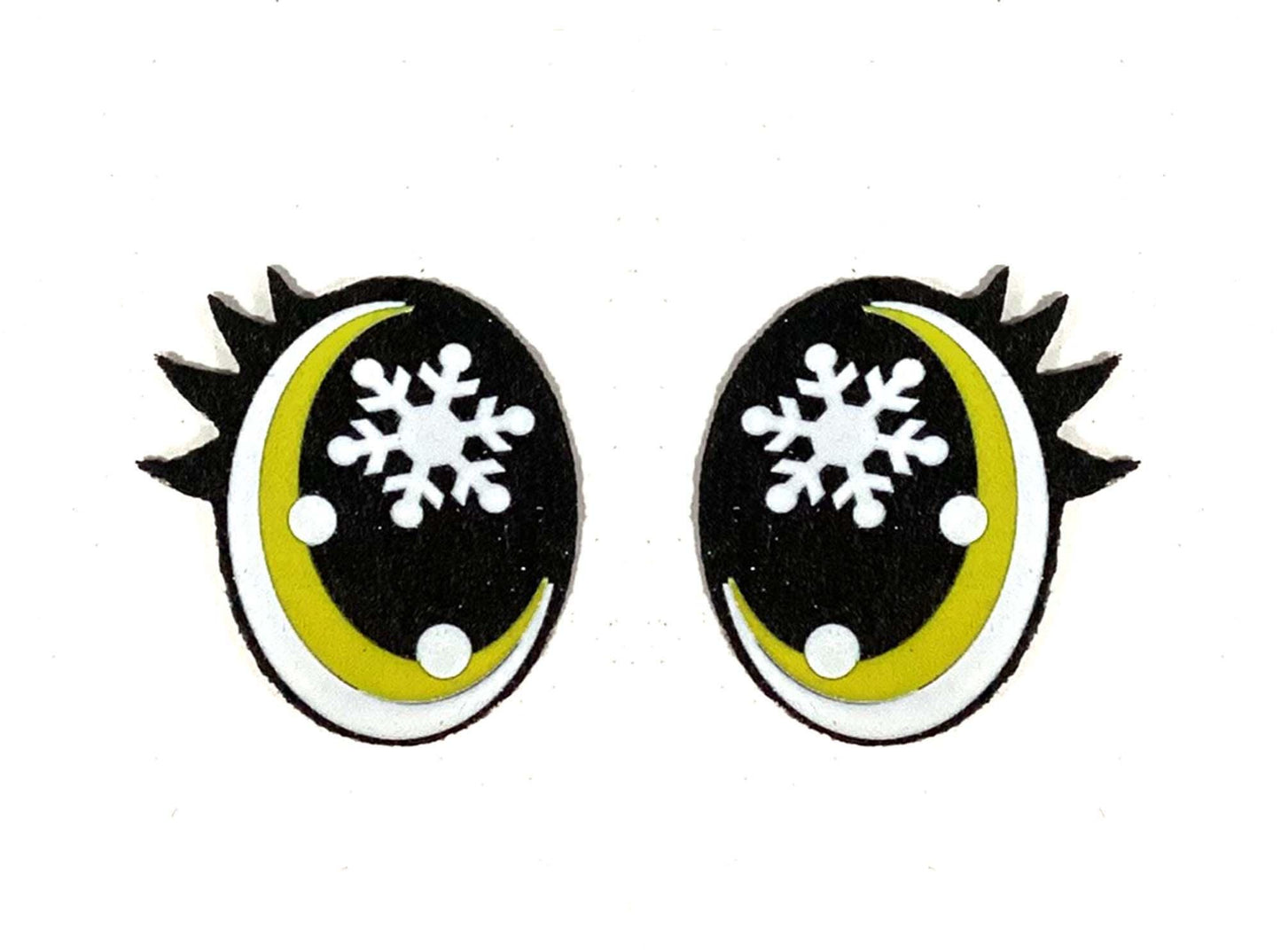 6 Pack of Snowflake Glitter Felt Eyes for Amigurumi, with Lashes, Snowman, Multiple Sizes Available