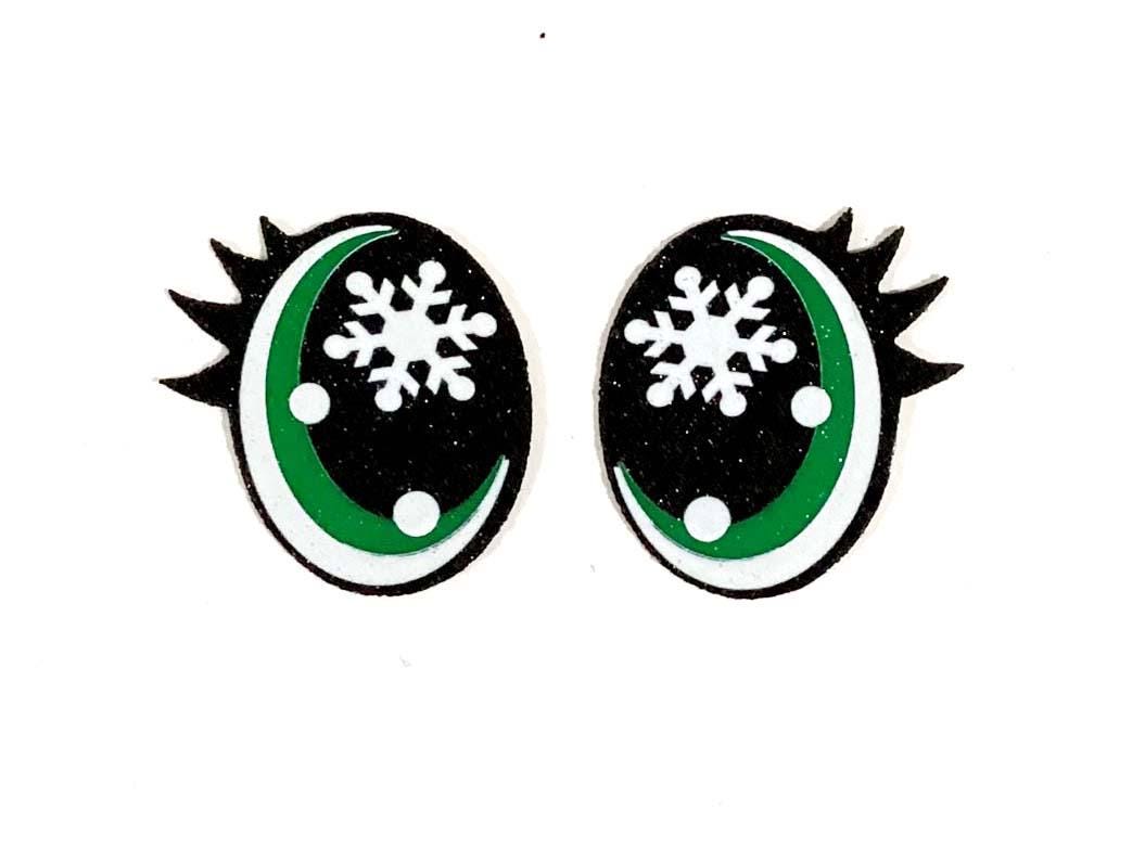 6 Pack of Snowflake Glitter Felt Eyes for Amigurumi, with Lashes, Snowman, Multiple Sizes Available
