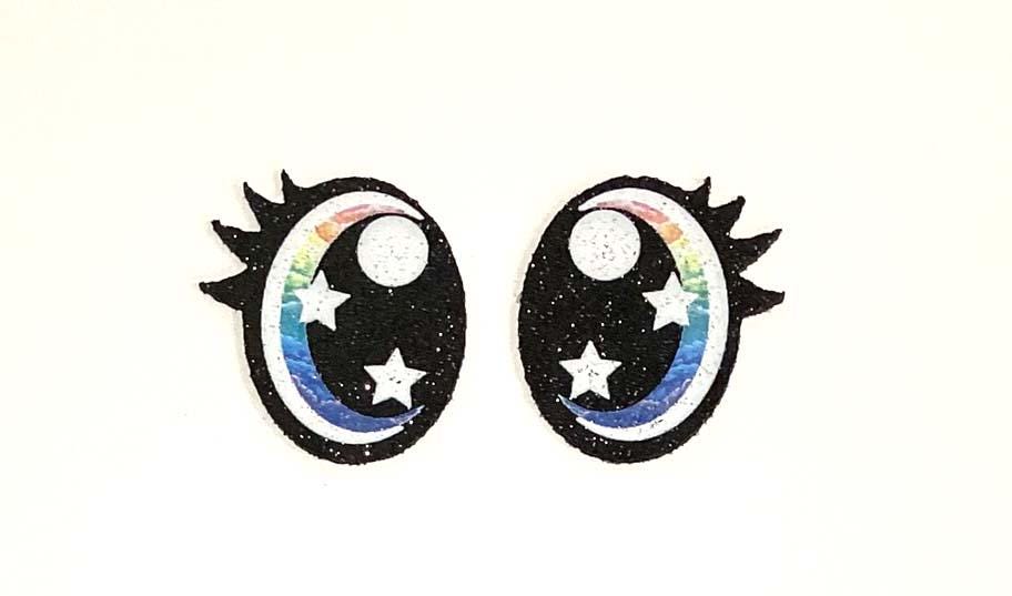 6 Pack Felt Amigurumi Eyes with Eyelashes - Glitter, Crochet Plushie Doll Eyes