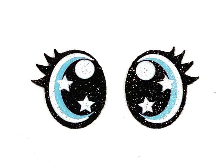 6 Pack Felt Amigurumi Eyes with Eyelashes - Glitter, Crochet Plushie Doll Eyes