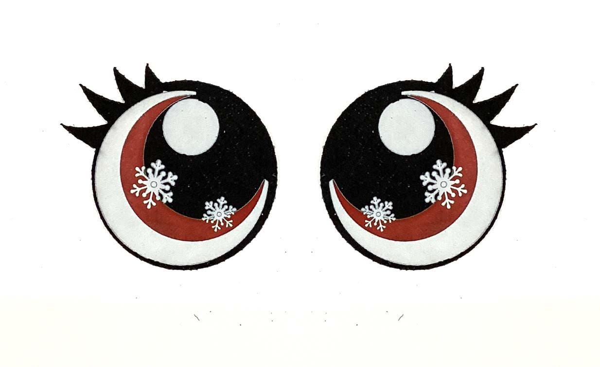 6 Pack of Glitter Snowflake Felt Eyes for Amigurumi, with Lashes, Christmas, Holiday, Snowman, Multiple Sizes Available