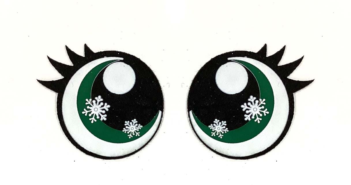 6 Pack of Glitter Snowflake Felt Eyes for Amigurumi, with Lashes, Christmas, Holiday, Snowman, Multiple Sizes Available