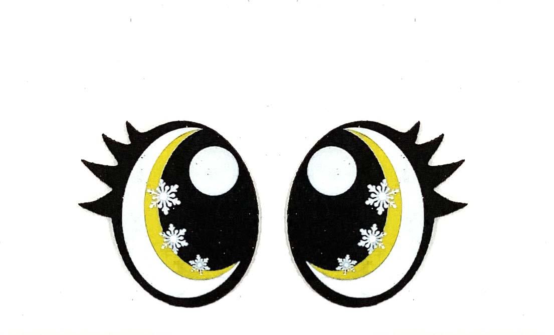 6 Pack of Oval Snowflake Glitter Felt Eyes for Amigurumi, with Lashes, Christmas, Snowman, Multiple Sizes Available