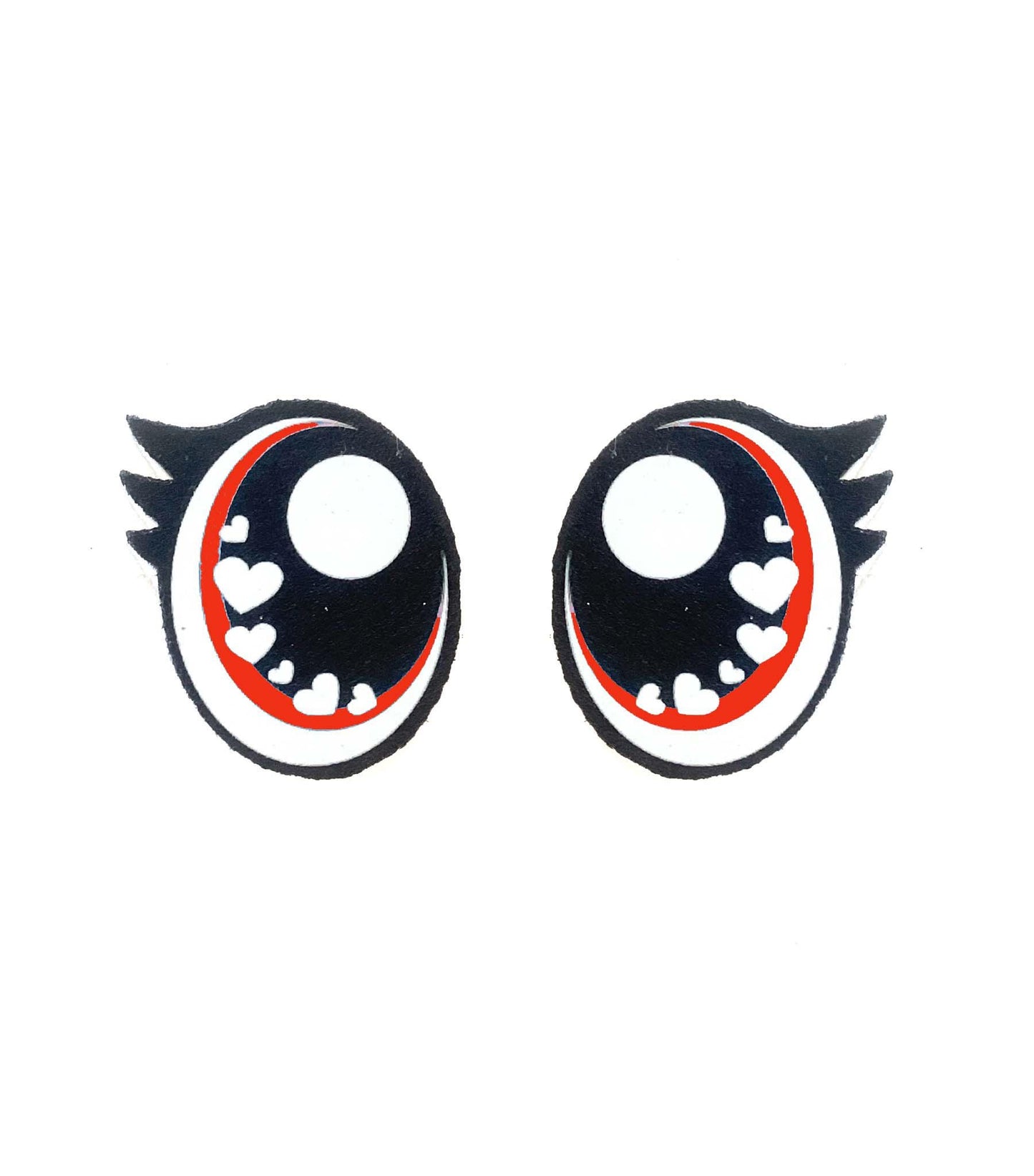 6 Pack of Oval Felt Eyes for Amigurumi, Heart, Valentine, Multiple Sizes Available