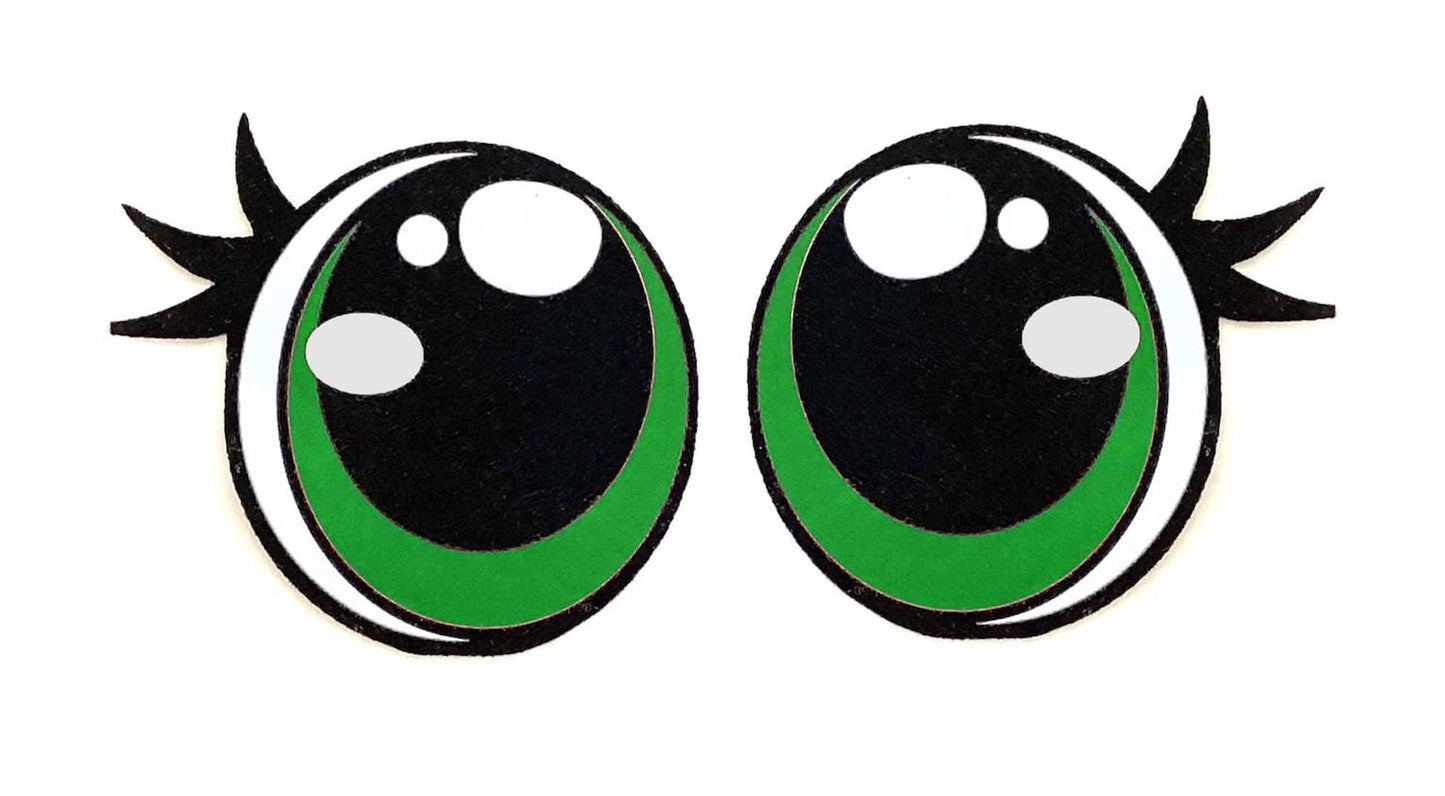 6 Pack of Kawaii Felt Eyes for Amigurumi, Multicolor, Sad Eyes, Multiple Sizes Available