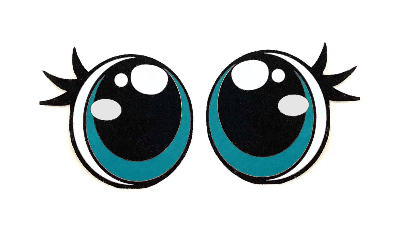 6 Pack of Kawaii Felt Eyes for Amigurumi, Multicolor, Sad Eyes, Multiple Sizes Available