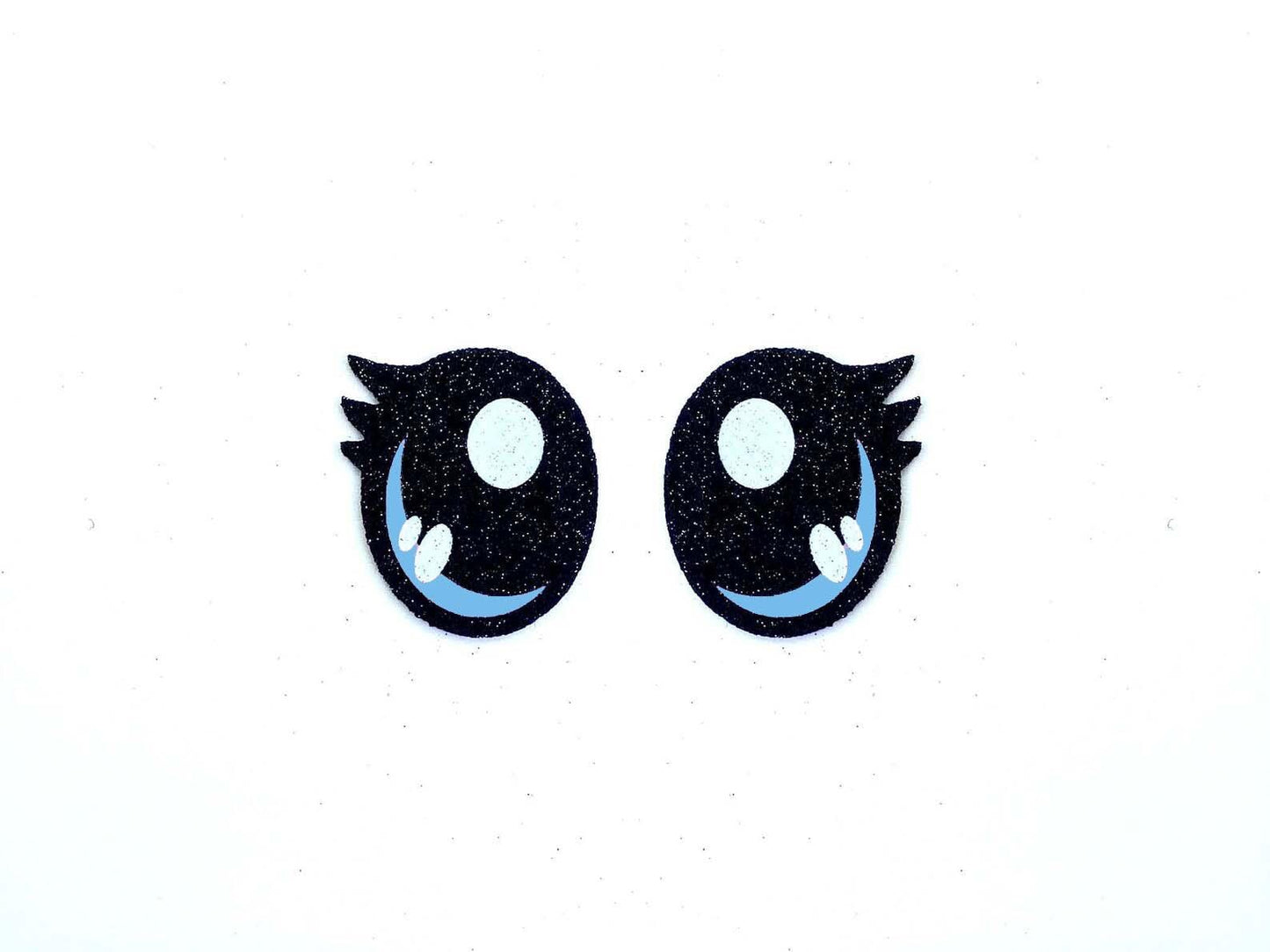 6 Pack of Glitter Felt Eyes for Amigurumi, with Lashes, Multiple Sizes Available