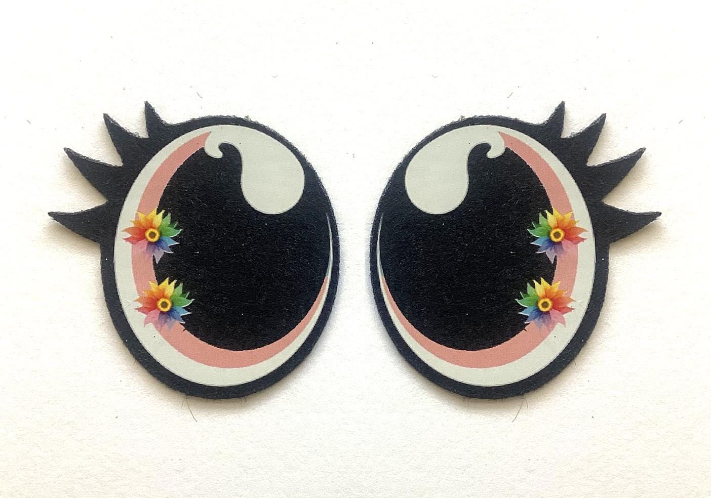 6 Pack of Flower Felt Eyes for Amigurumi, with Lashes, Multiple Sizes Available
