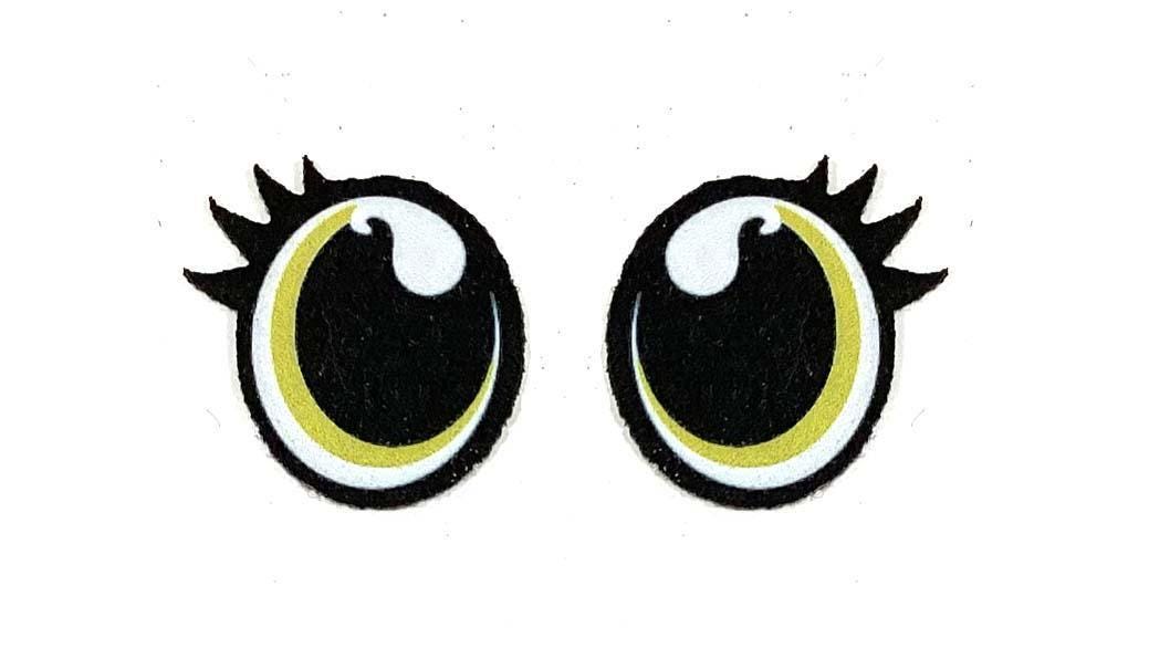 3 Pack of Oval Felt Eyes for Amigurumi, with Lashes, Multiple Sizes Available
