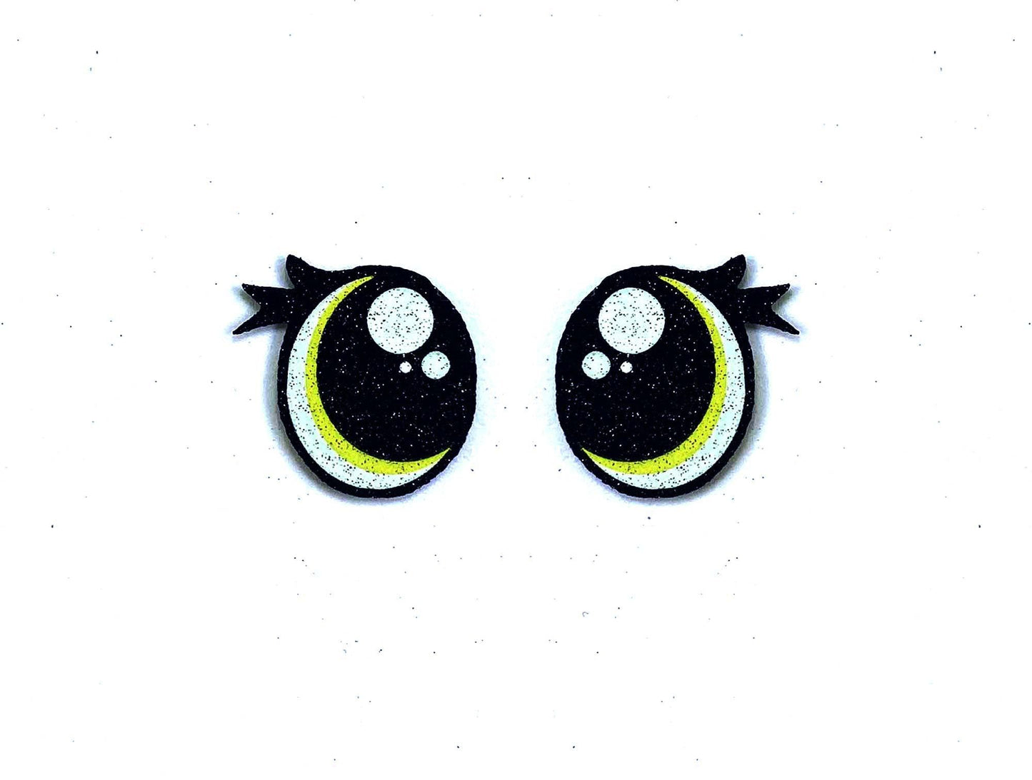 3 Pack of Yellow Christmas Glitter Felt Eyes for Amigurumi Multiple Sizes Available