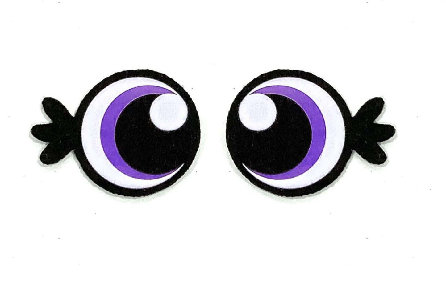 3 Pack of Round Felt Eyes for Amigurumi, with Lashes, Multiple Sizes Available