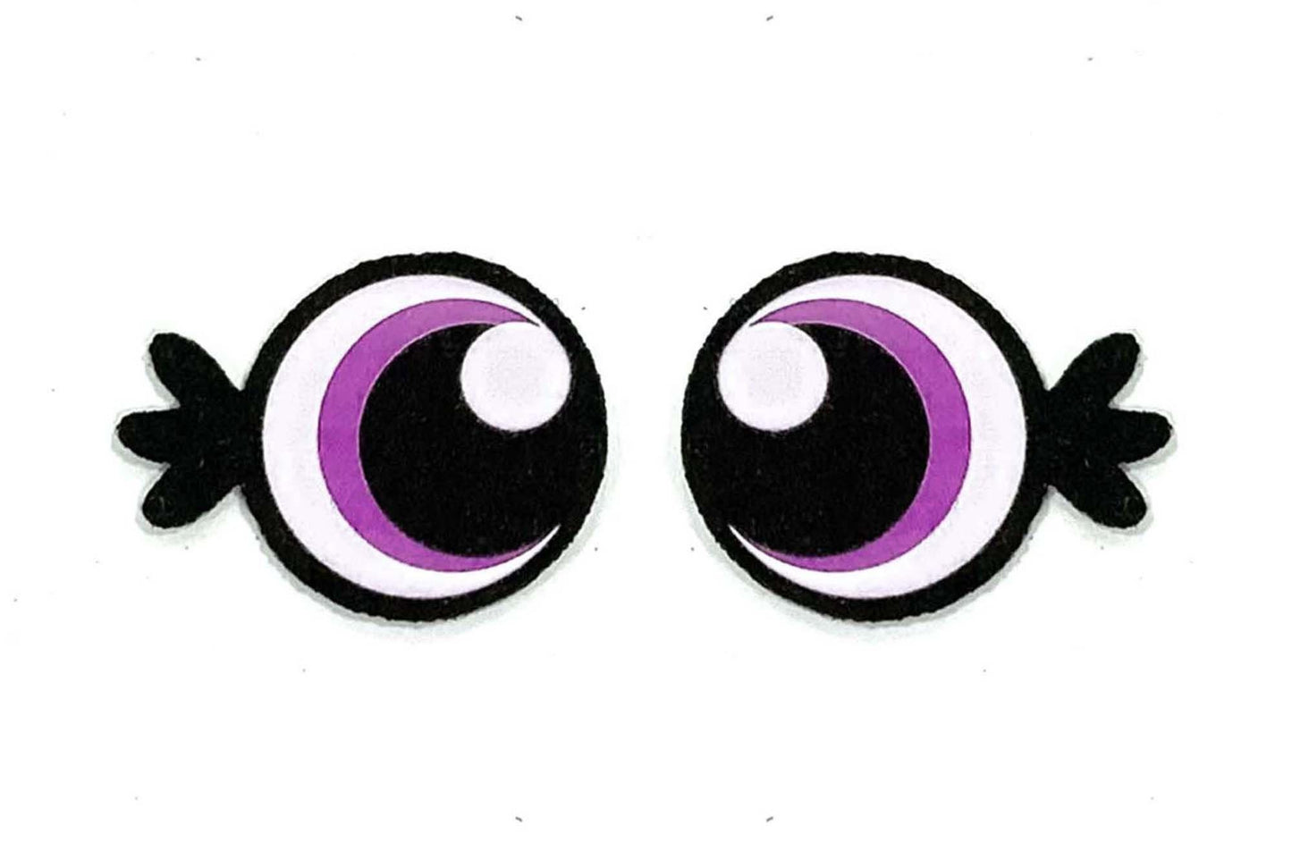 3 Pack of Round Felt Eyes for Amigurumi, with Lashes, Multiple Sizes Available