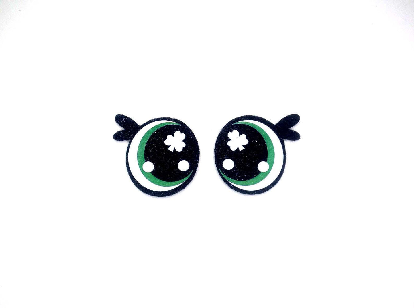 3 Pack of Shamrock Felt Eyes for Amigurumi, with Lashes, Multiple Sizes Available