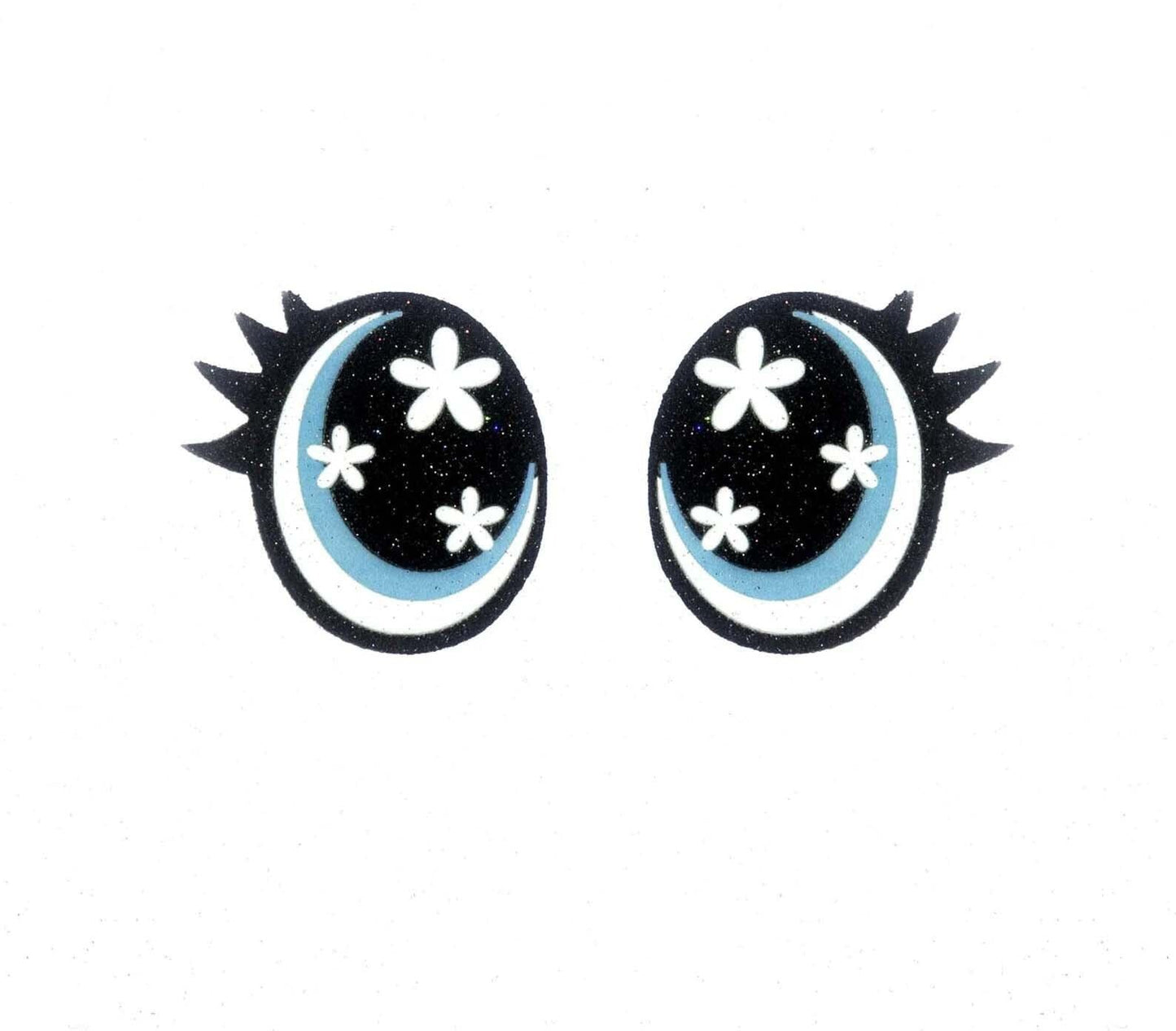 3 Pack of Glitter Felt Eyes for Amigurumi, with Lashes, Flower Eyes, Multiple Sizes Available