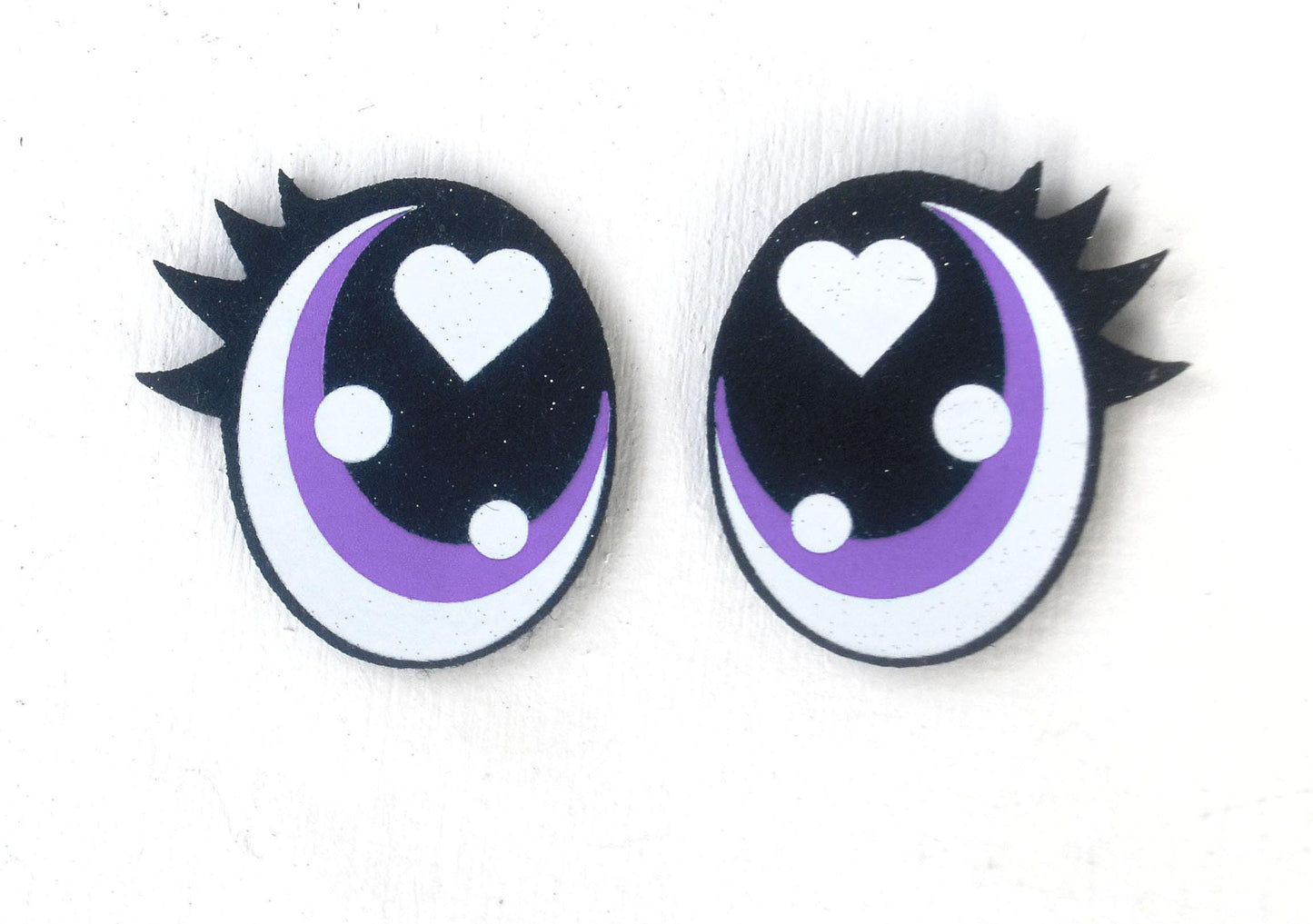 3 Pack of Oval Glitter Felt Eyes for Amigurumi, with Lashes, Multiple Sizes Available