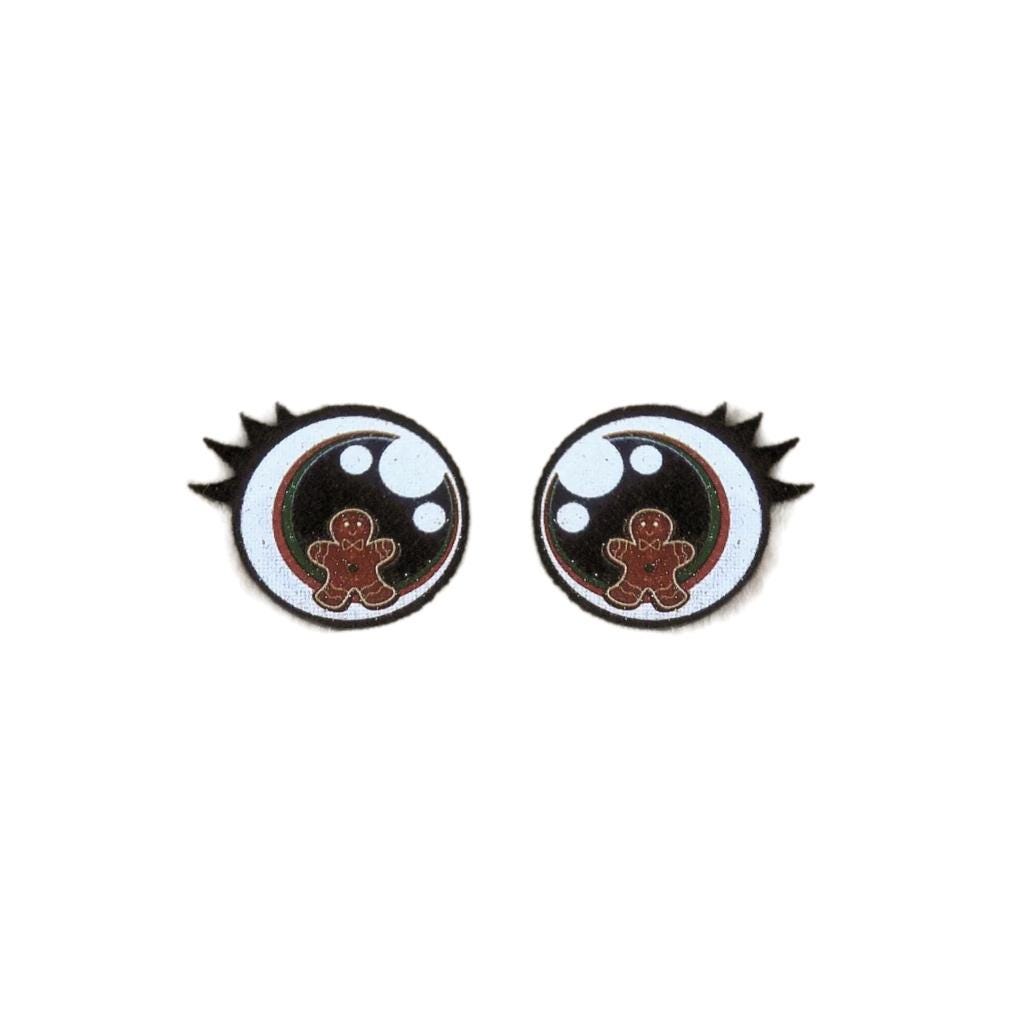 6 Pack of Gingerbread Man Glitter Felt Eyes, with Lashes, Christmas, Holiday, for Amigurumi Multiple Sizes Available