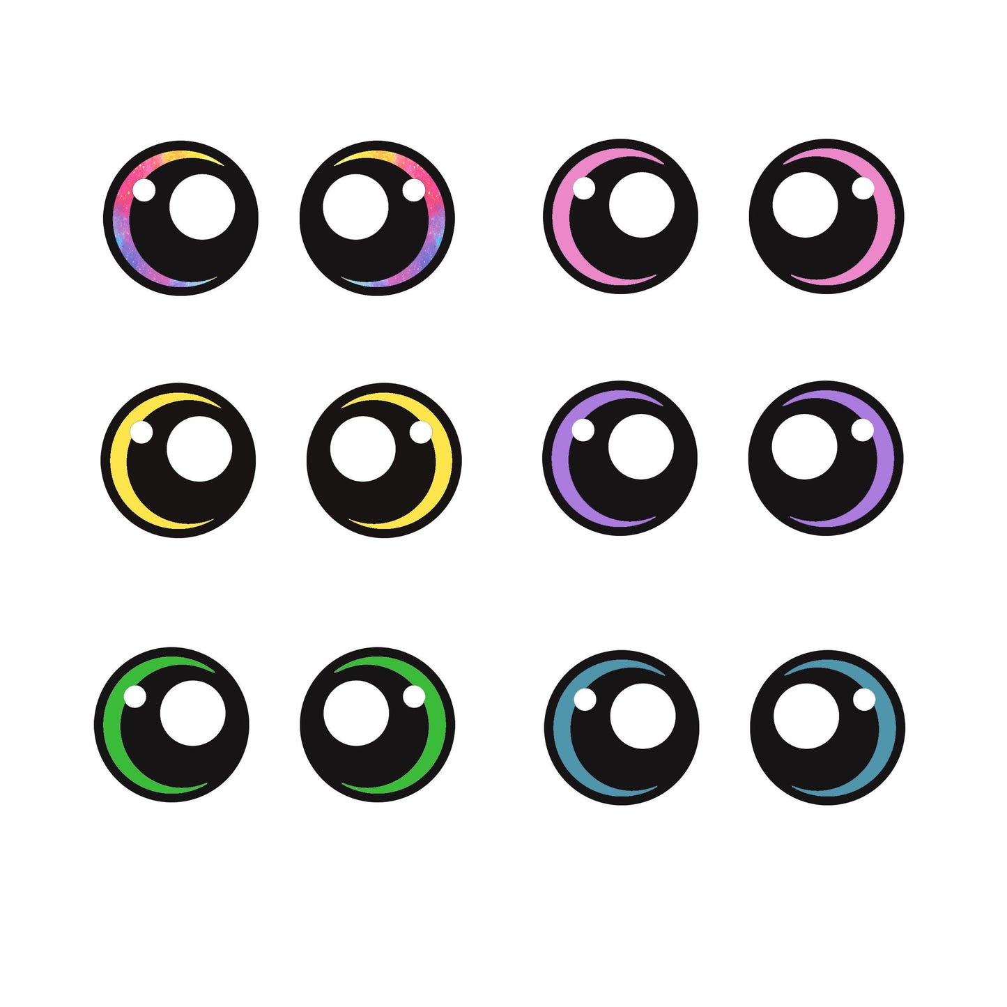 6 Pack of Round Kawaii Felt Eyes for Amigurumi Multiple Sizes Available