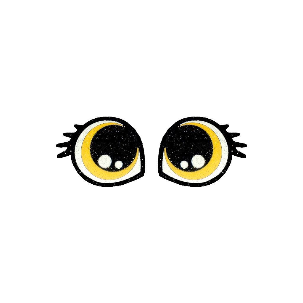 6 Pack of Yellow Glitter Felt Eyes