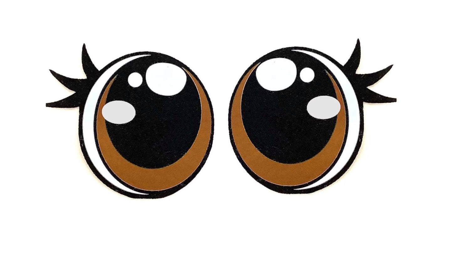 3 Pack of Pouty Felt Eyes for Amigurumi, with Lashes, Multiple Sizes Available