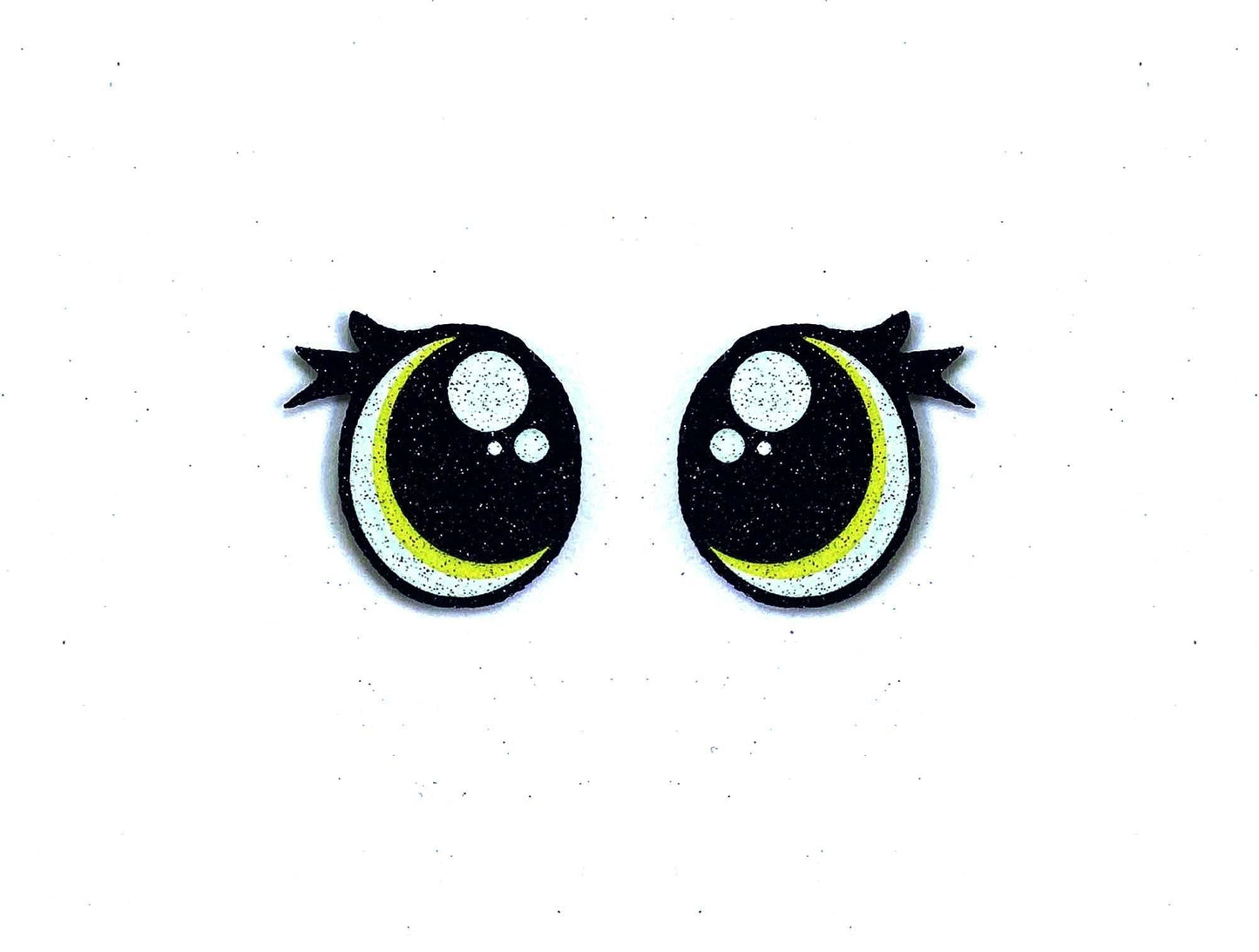 3 Pack of Yellow Christmas Glitter Felt Eyes for Amigurumi Multiple Sizes Available