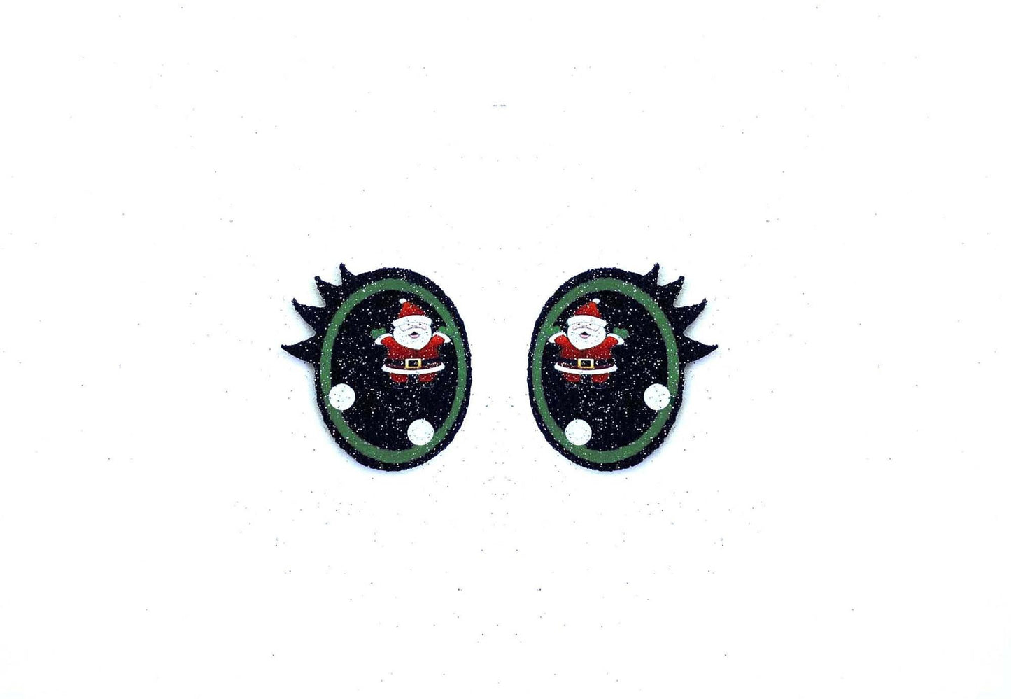 3 Pack of Green Santa Christmas Glitter Felt Eyes for Amigurumi Multiple Sizes Available