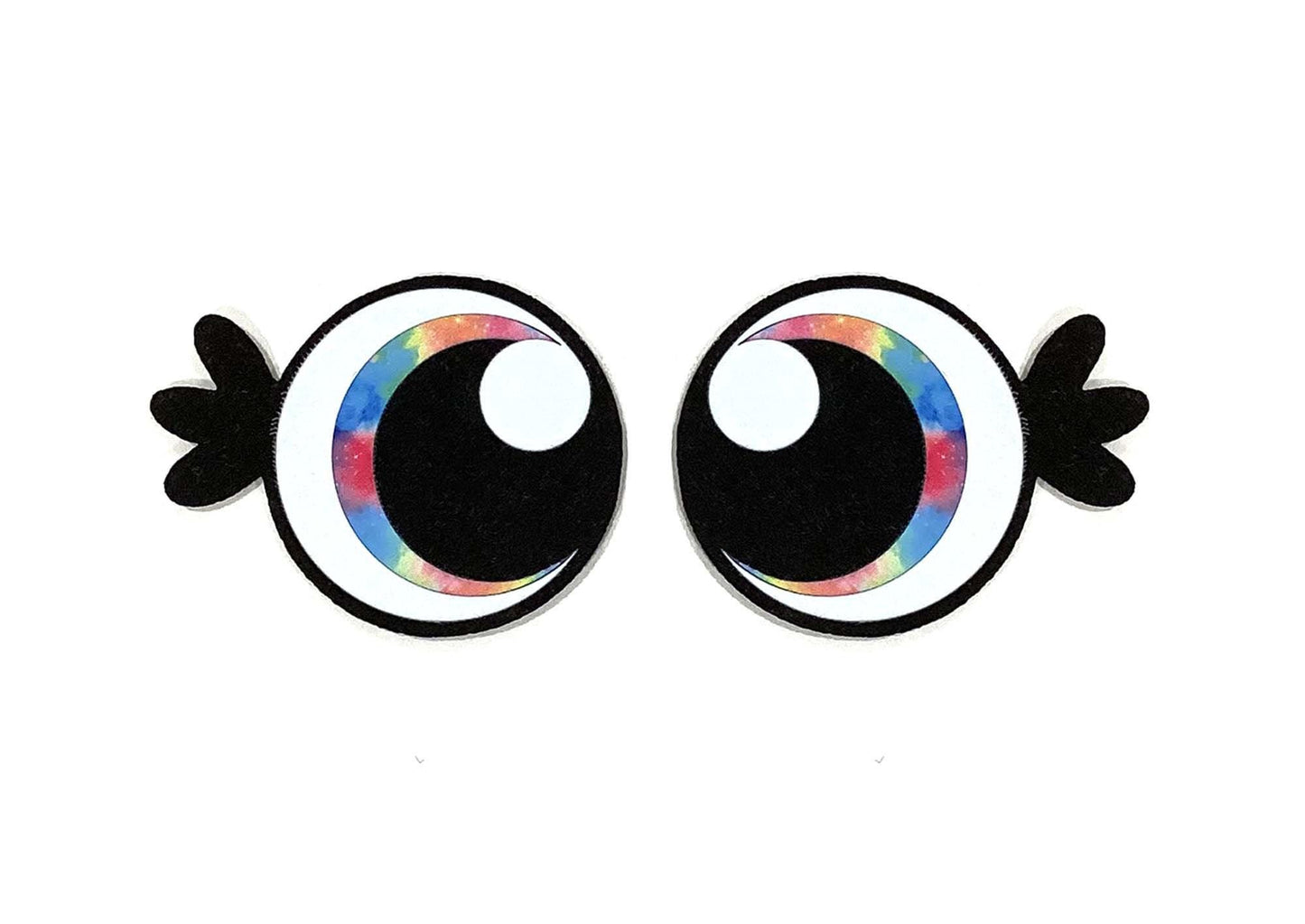 3 Pack of Round Felt Eyes for Amigurumi, with Lashes, Multiple Sizes Available