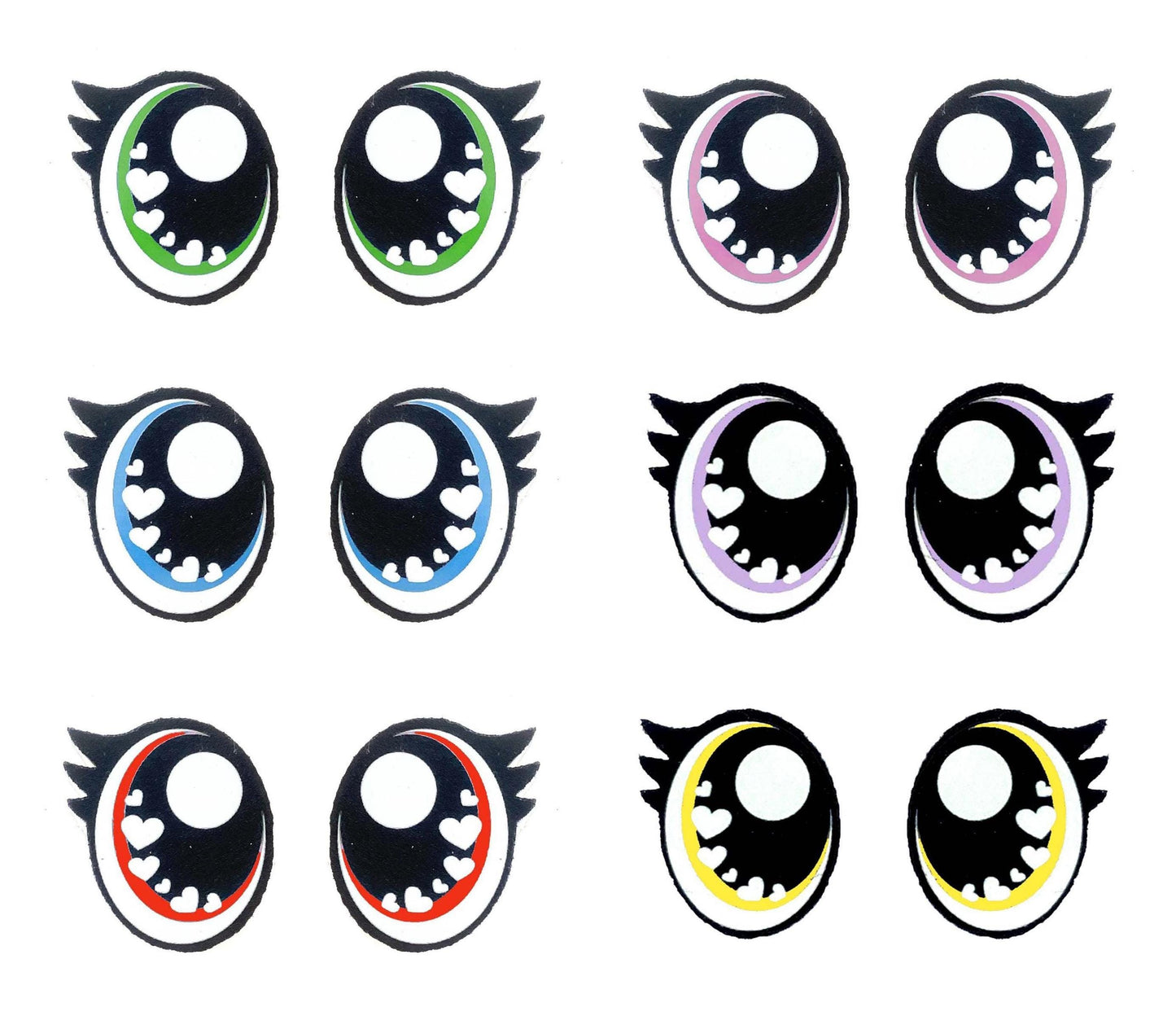 3 Pack of Felt Eyes with Lashes for Amigurumi, Hearts, Valentine