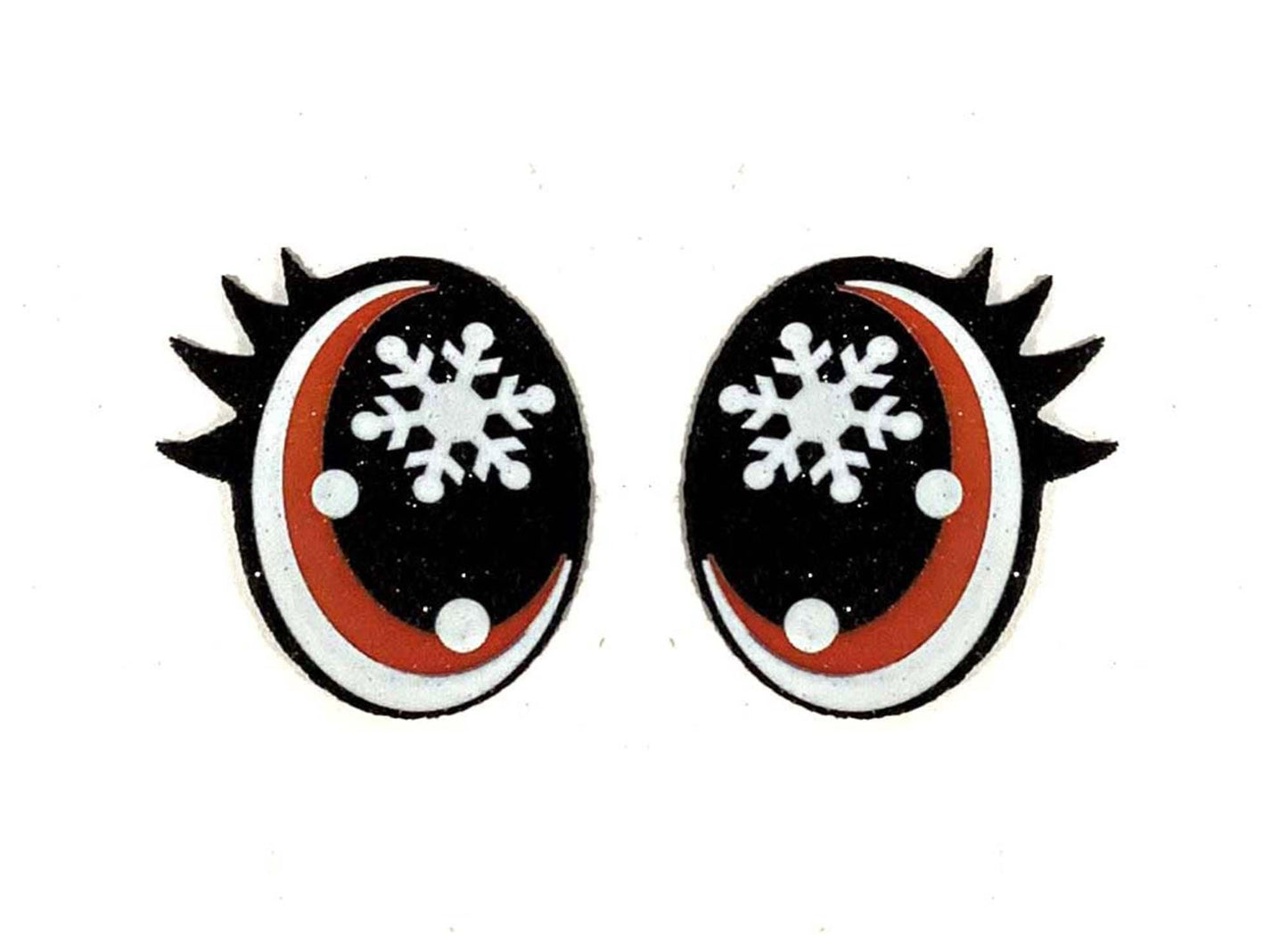 3 Pack of Oval Glitter Snowflake Felt Eyes for Amigurumi, Christmas, Holiday, Snowman Multiple Sizes Available