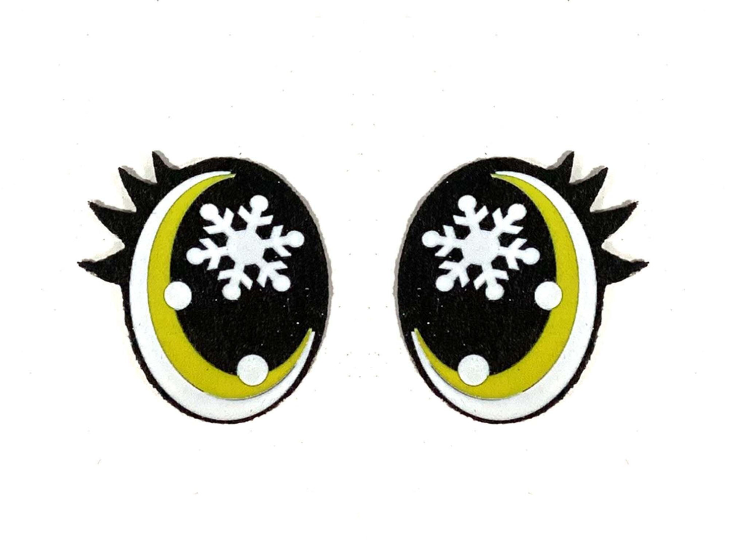 3 Pack of Oval Glitter Snowflake Felt Eyes for Amigurumi, Christmas, Holiday, Snowman Multiple Sizes Available