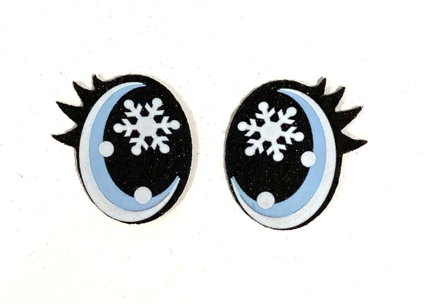 3 Pack of Oval Glitter Snowflake Felt Eyes for Amigurumi, Christmas, Holiday, Snowman Multiple Sizes Available