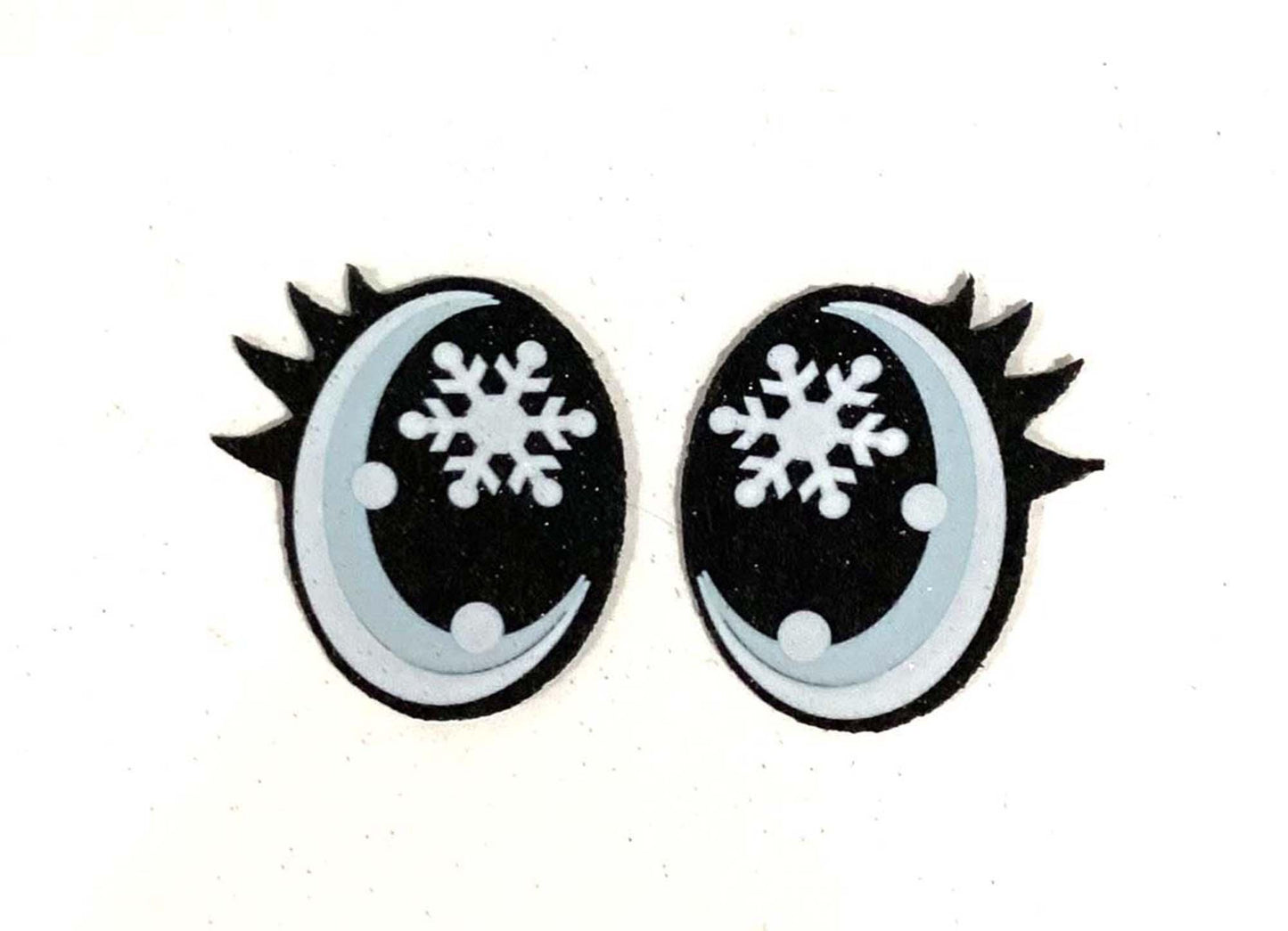 3 Pack of Oval Glitter Snowflake Felt Eyes for Amigurumi, Christmas, Holiday, Snowman Multiple Sizes Available