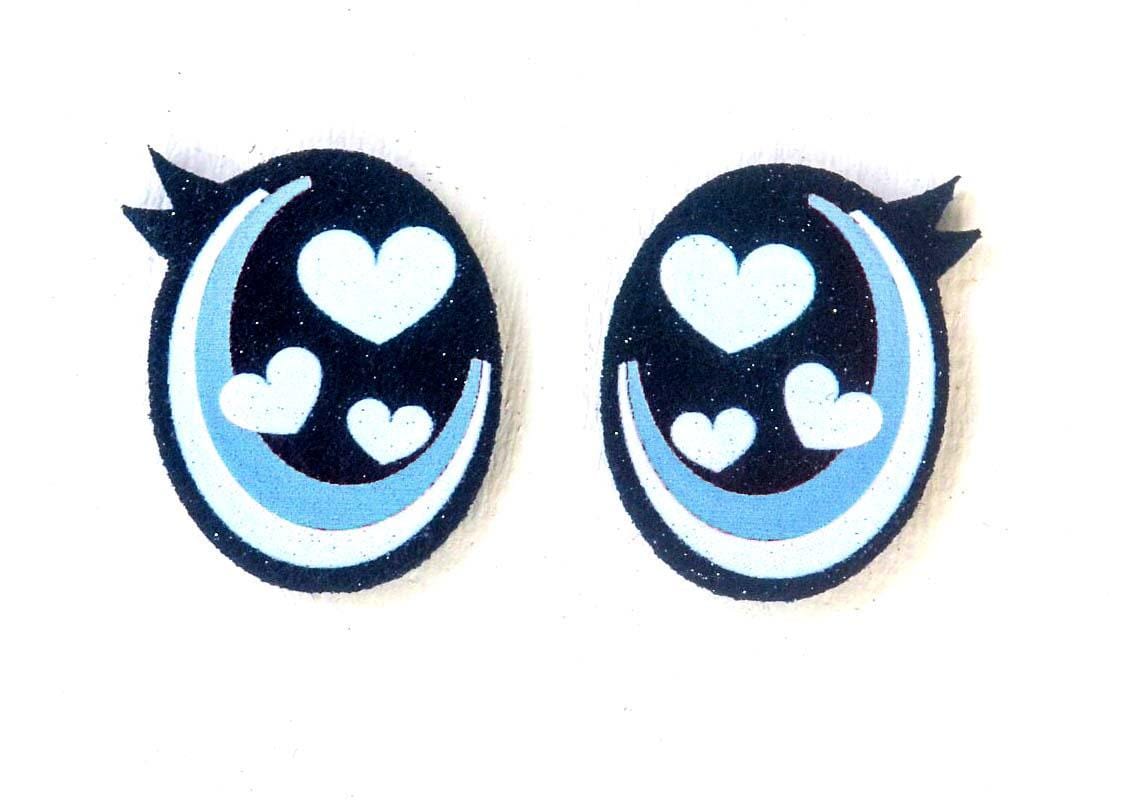 3 Pack of Oval Glitter Felt Eyes for Amigurumi with Lashes, Hearts, Valentine Multiple Sizes Available