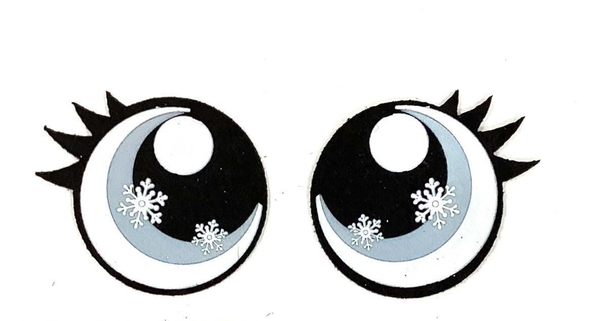 3 Pack of Round Snowflake Glitter Felt Eyes for Amigurumi, Christmas, Holiday, Glitter Eyes Multiple Sizes Available