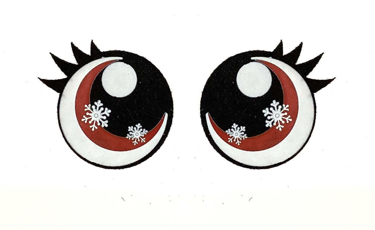 3 Pack of Round Snowflake Glitter Felt Eyes for Amigurumi, Christmas, Holiday, Glitter Eyes Multiple Sizes Available