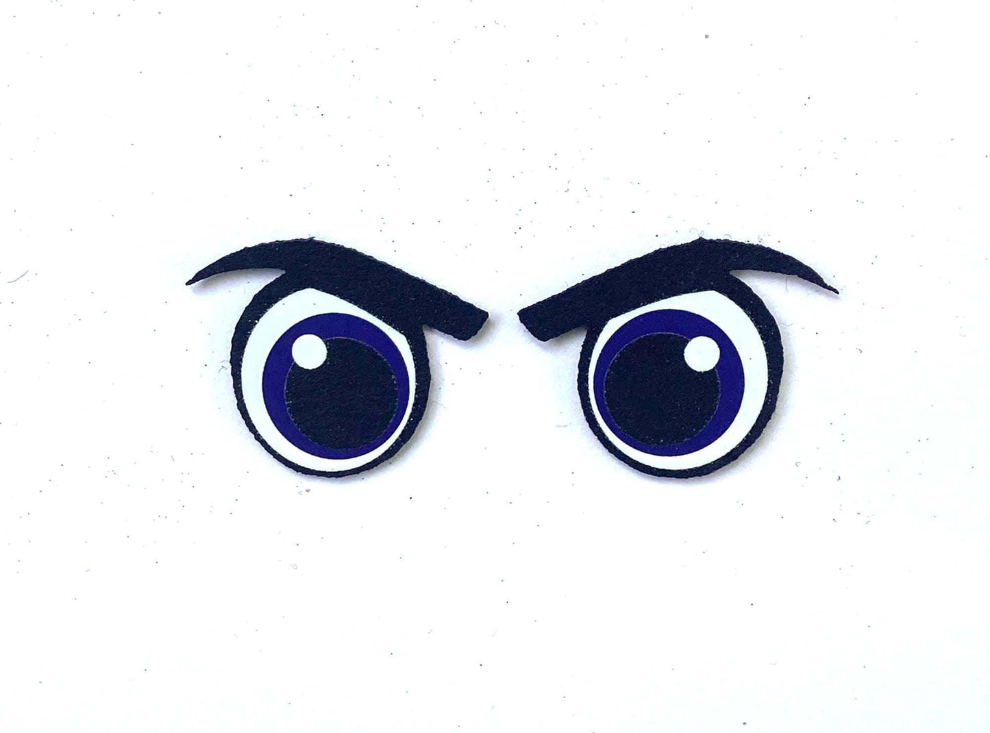 6 Pack of Blue Angry Felt Eyes with Lashes, , for Crochet Plushies Multiple Sizes Available