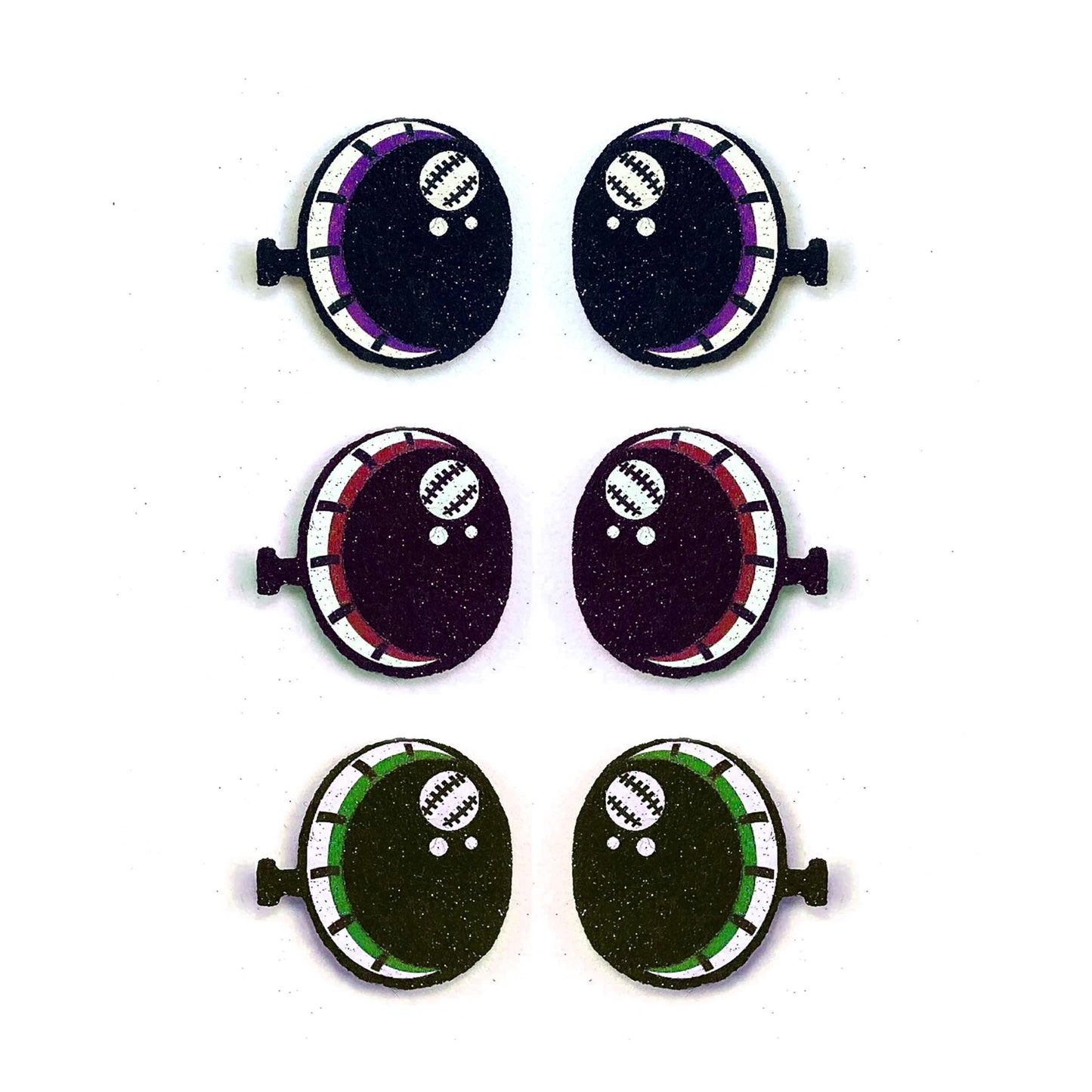 6 Pack of Halloween Monster Glitter Felt Eyes, Frankie, Multiple Sizes Available