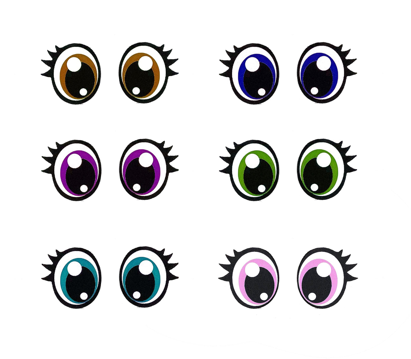 3 Pack of Glitter Felt Eyes for Amigurumi, With Lashes, Multiple Sizes Available