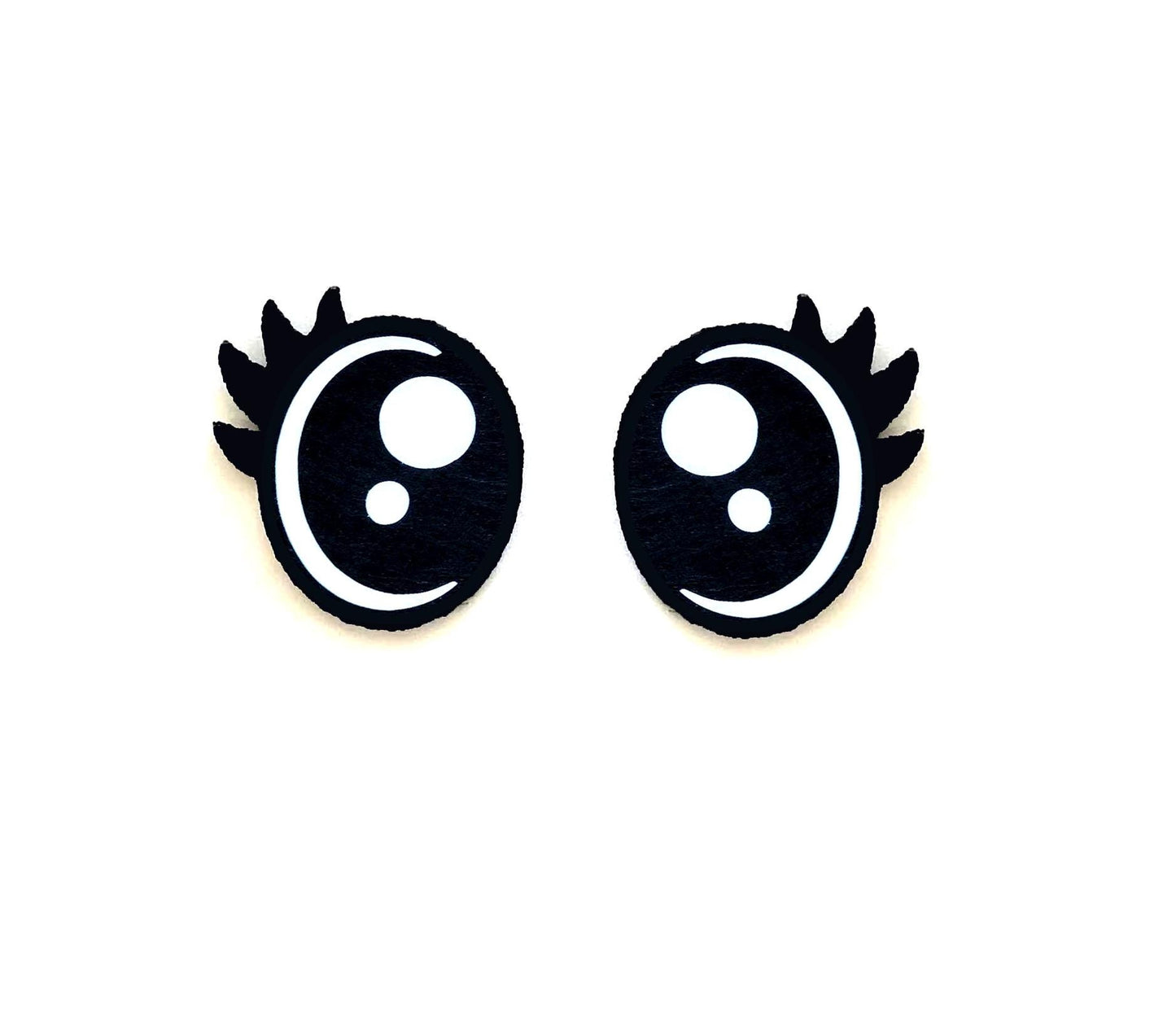6 Pack of Oval Kawaii Felt Eyes for Amigurumi, with Lashes, Multiple Sizes Available