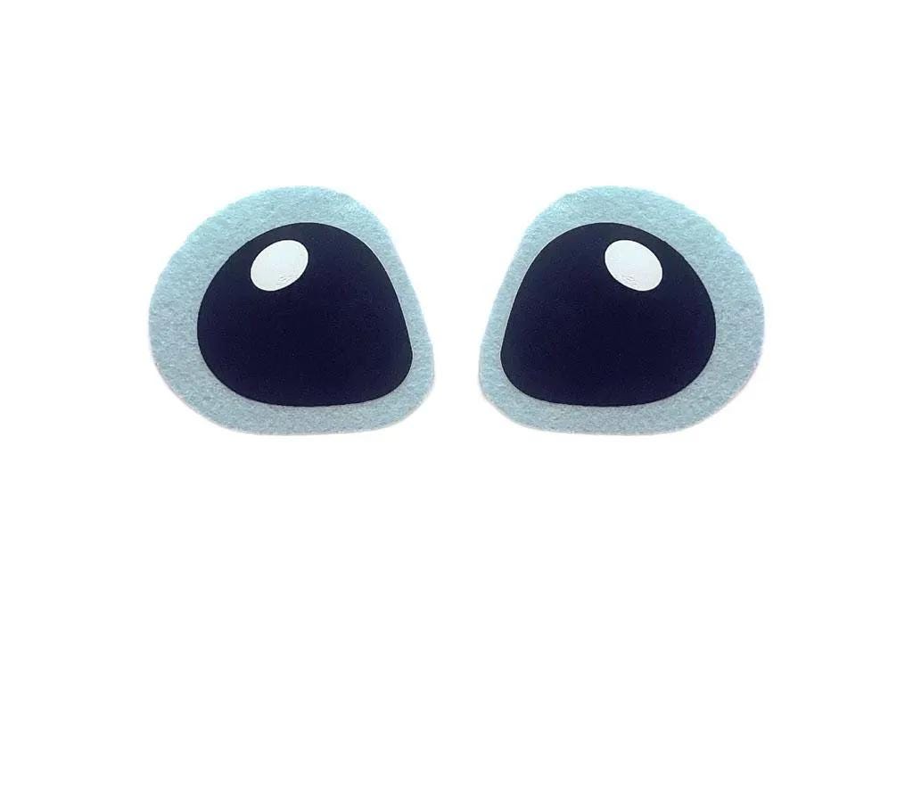 3 Blue Alien Felt Faces for Amigurumi: Crochet Plushie Eyes - Multiple Sizes