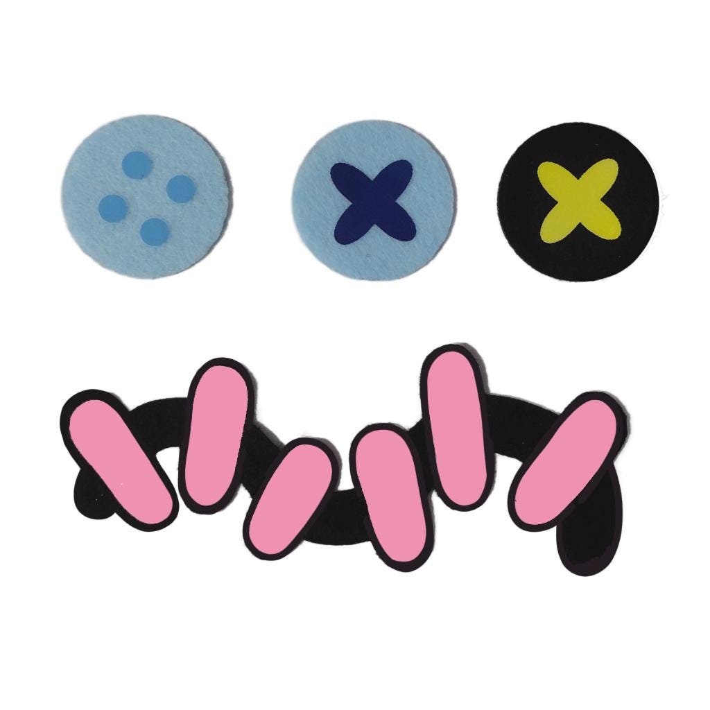 3 Pack of Felt Face Set for Amigurumi, Eyes, Nose, Mouth Combo