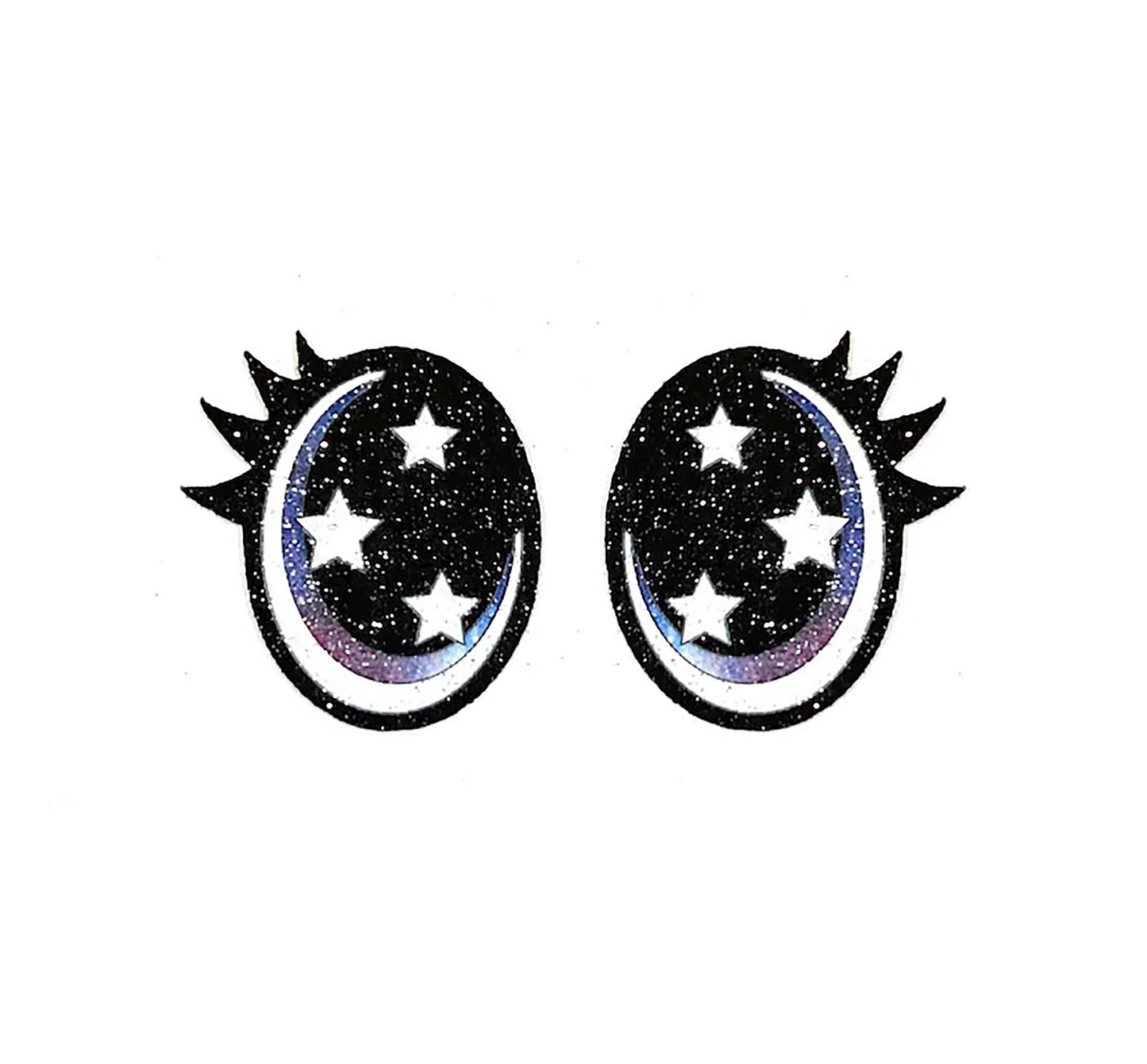 3 Pack of Oval Glitter Felt Eyes, for Amigurumi, with Lashes, Multiple Sizes Available