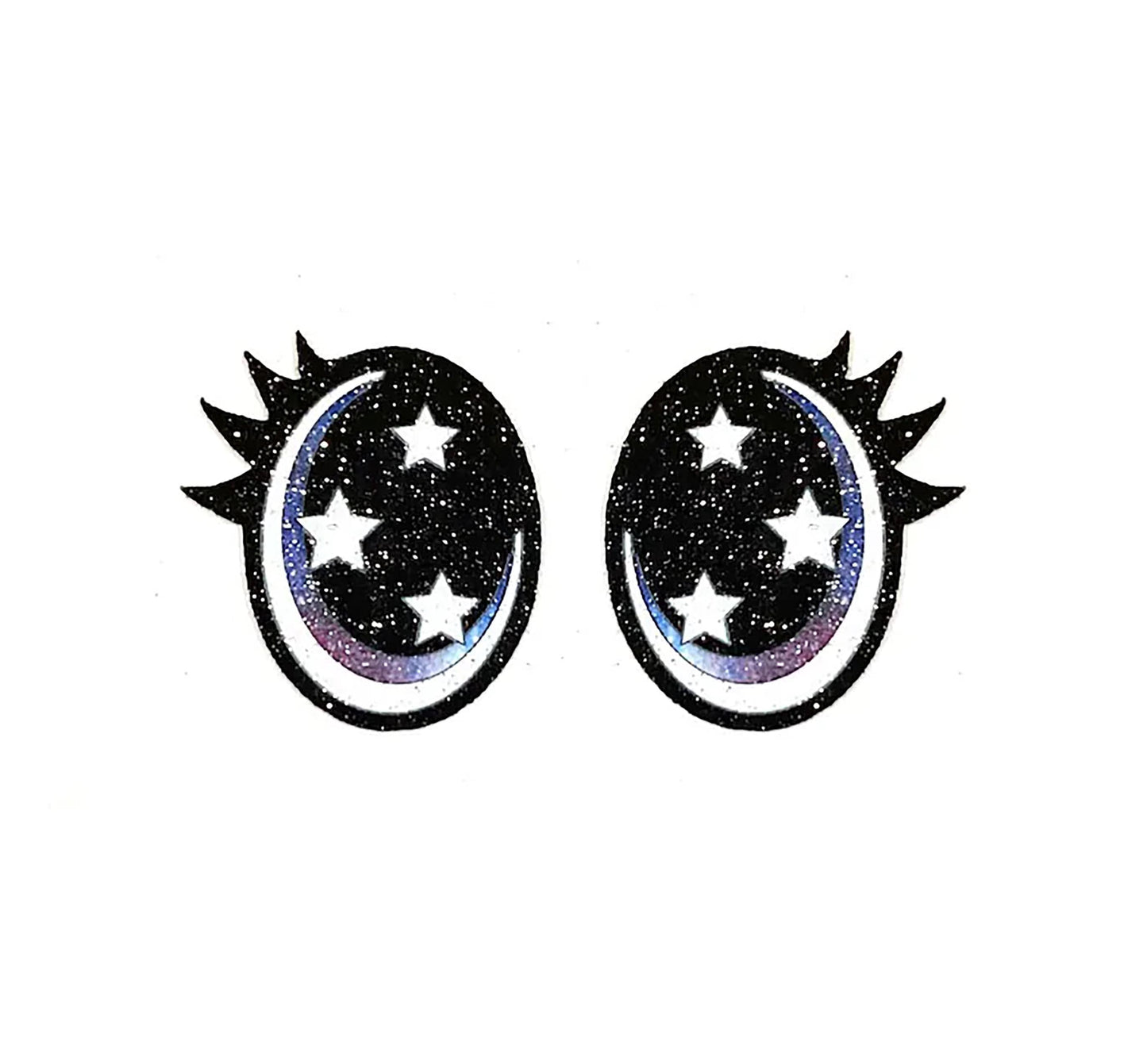 3 Pack of Oval Glitter Felt Eyes, for Amigurumi, with Lashes, Multiple Sizes Available