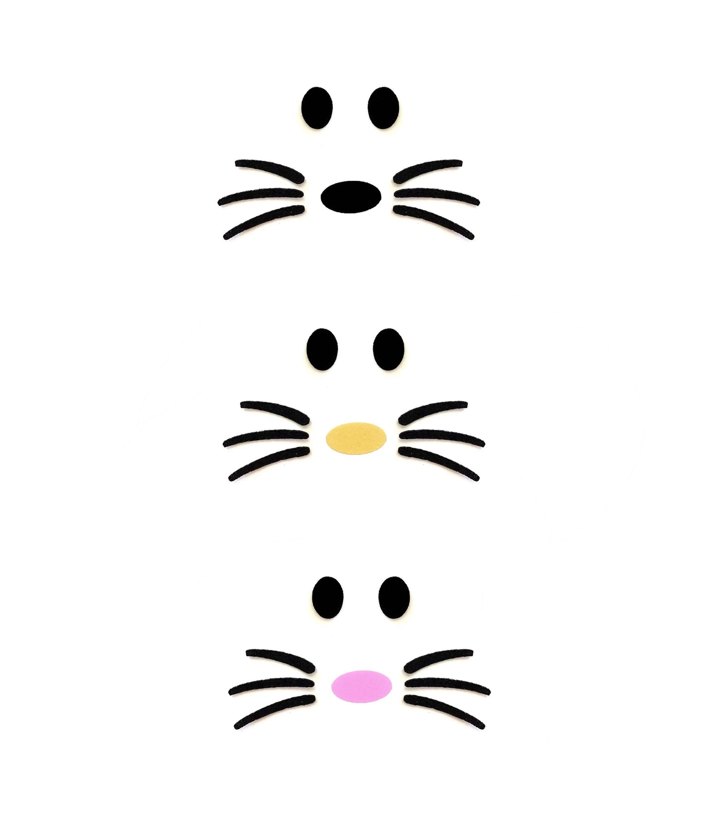 3 Felt Animal Faces Nose Whiskers for Amigurumi Multiple Sizes Available