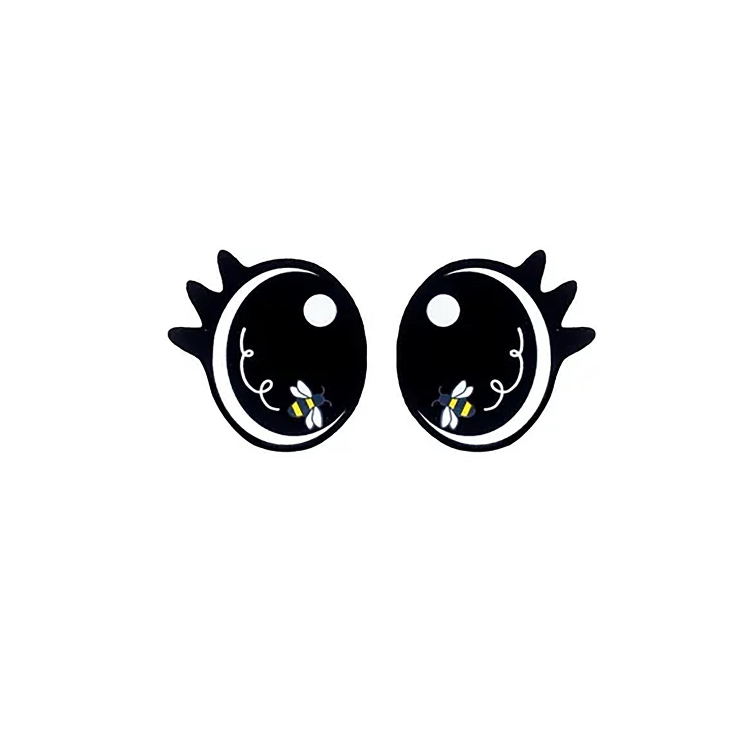 6 Pack of Oval Bee Felt Eyes with Lashes