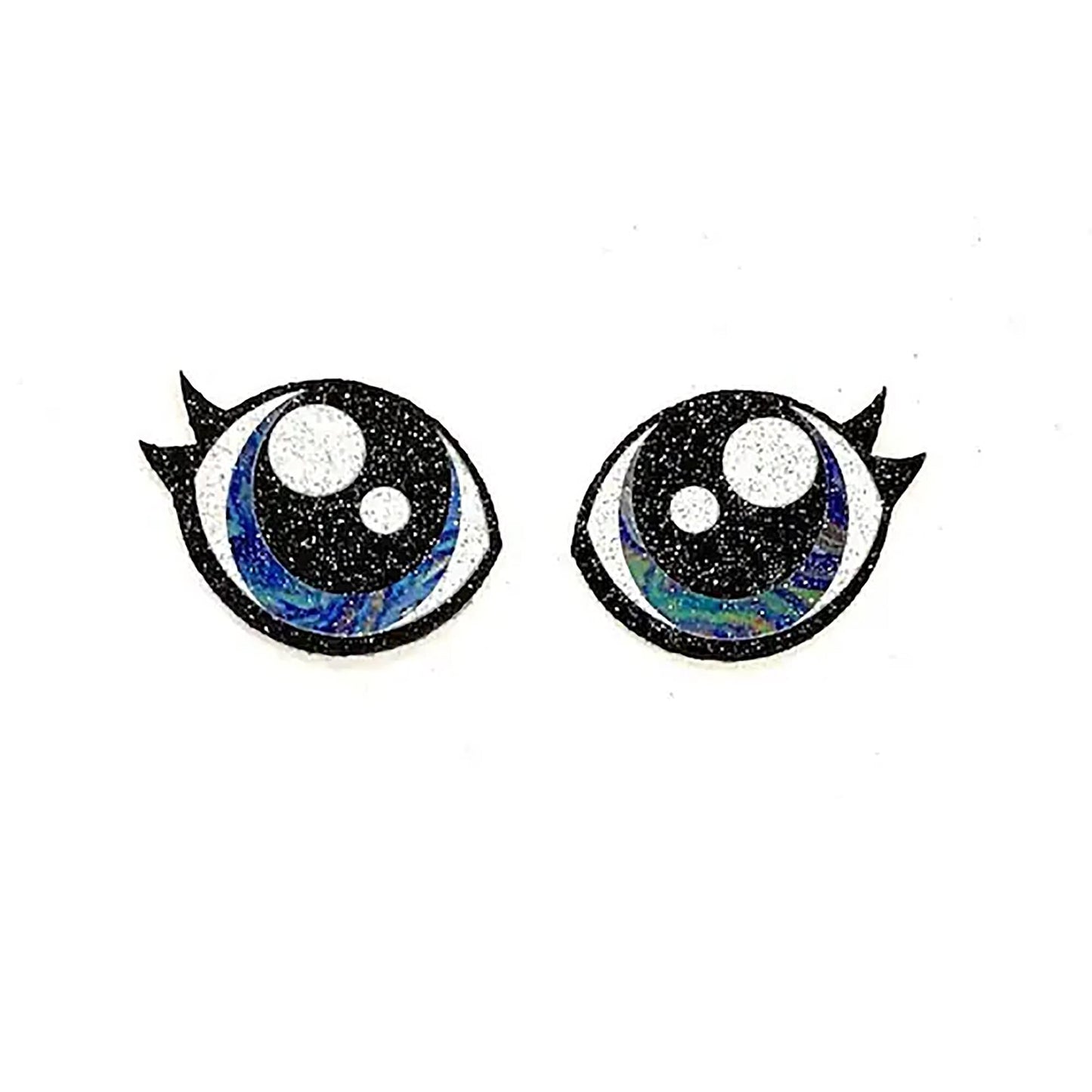 3 Pack of Rainbow Glitter Felt Eyes for Amigurumi, with Lashes, Multiple Sizes Available