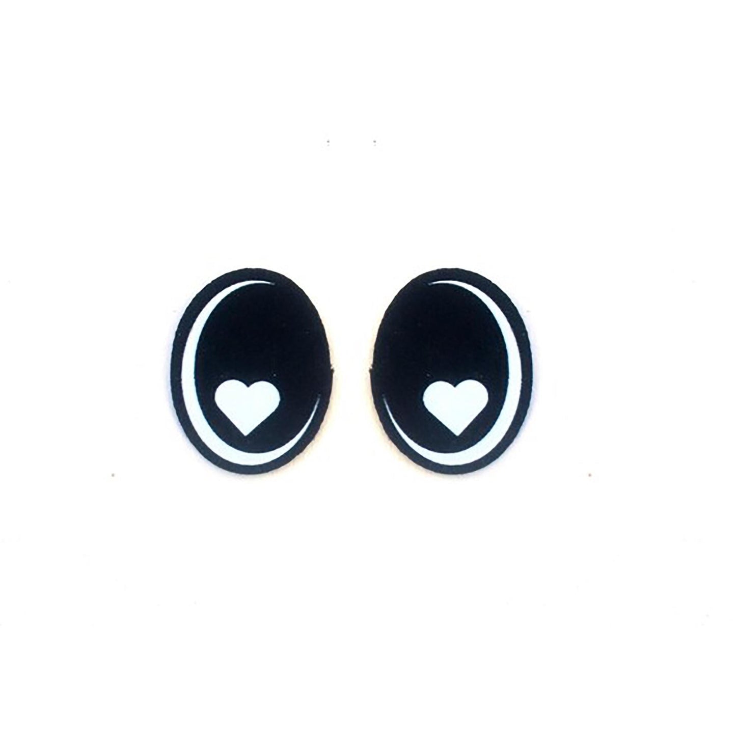 3 Pack of Oval Kawaii Felt Eyes for Amigurumi, Heart, Valentine, Multiple Sizes Available