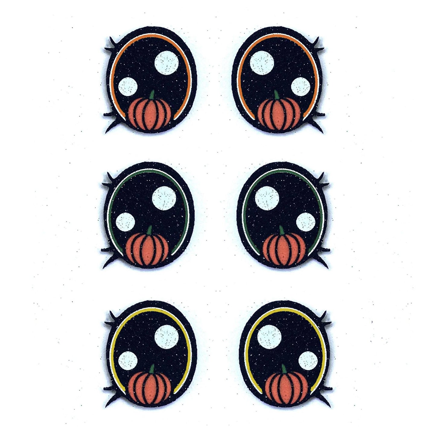 6 Pack of Halloween Pumpkin Glitter Felt Eyes, Multiple Sizes Available